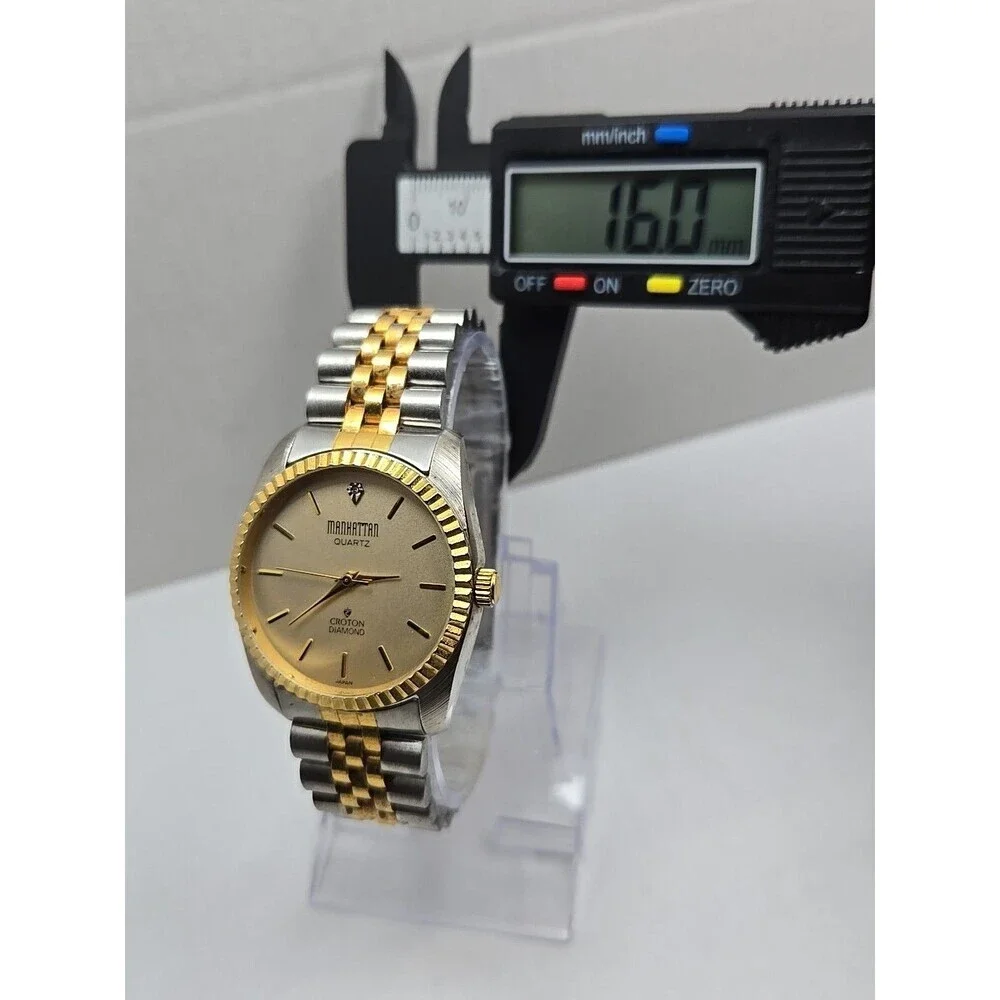 Vintage Manhattan By Croton Diamond Two Tone Quartz Watch Japan New Battery Mens